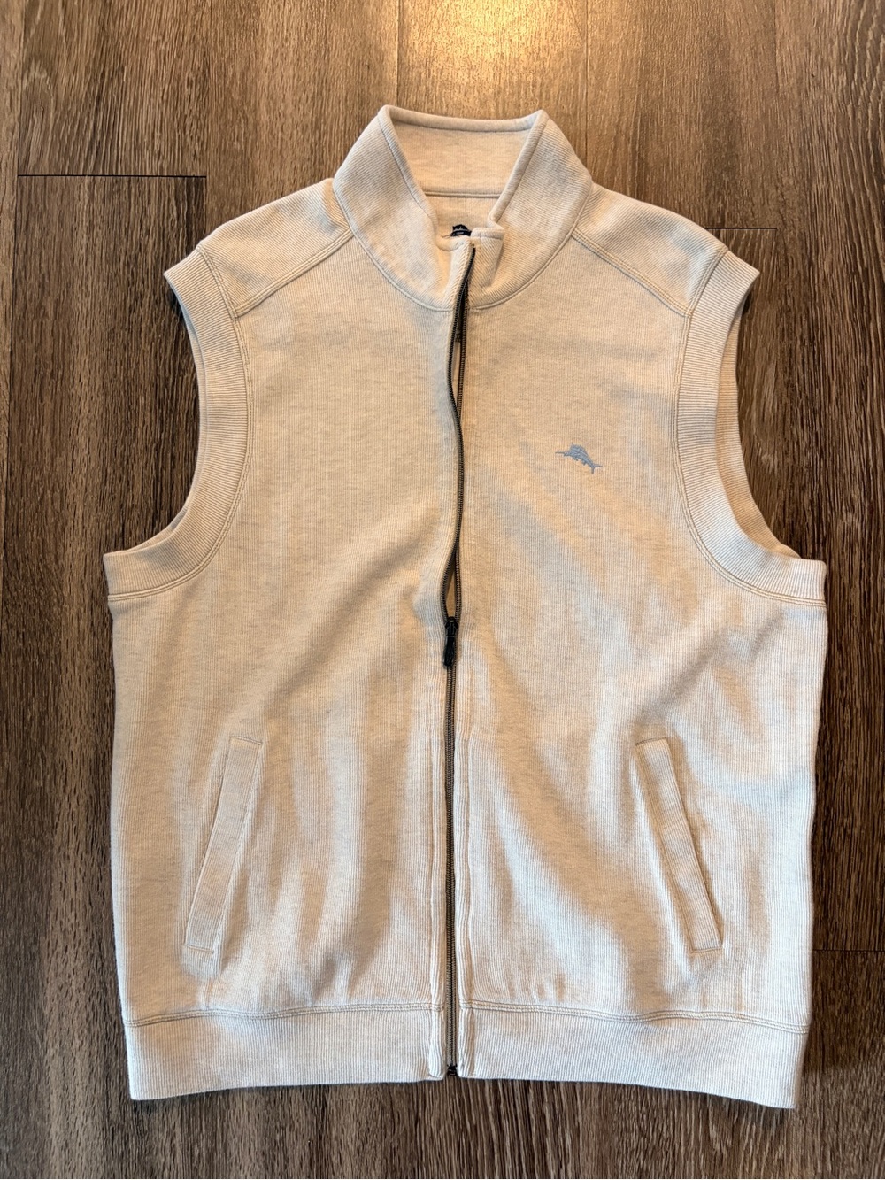 Tommy Bahama Light Beige Sleeveless Zip-Up Vest